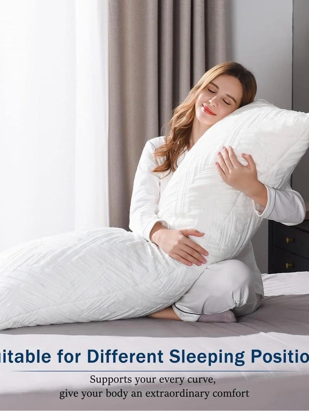 downluxe Memory Foam Body Pillows for Adults - 1 Count (Pack of 1), White